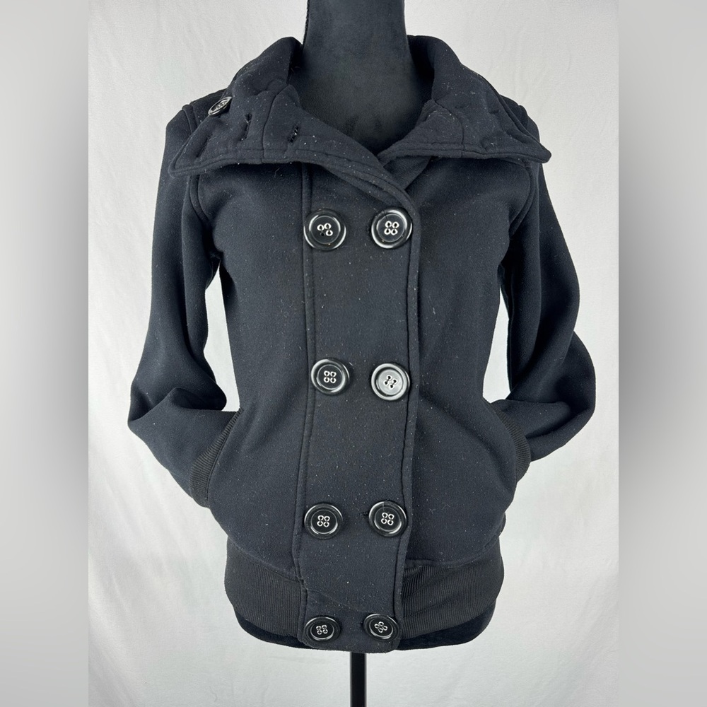 Young USA Black Pea Coat Jacket - Classic Double-Breasted Style